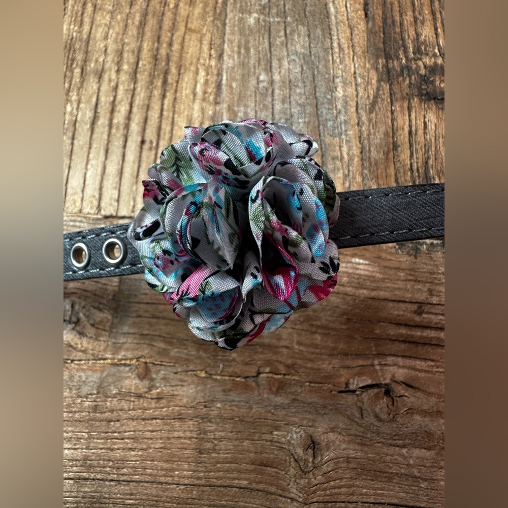 Floral Dog Collar with Multicolor Flower - Picture 6 of 10